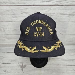 VINTAGE WOOL USS TICONDEROGA CVA-14 HAT CAP SIZE 7 ¼ USN NAVY AIRCRAFT CARRIER